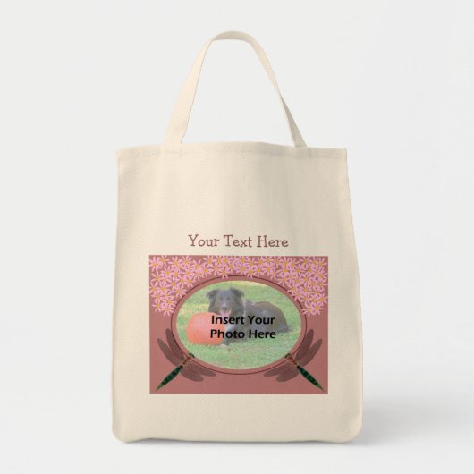 Tote Bag Photo Dragonfly And Pink Daisies (Devant)