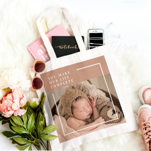 Tote Bag Photo du bébé moderne   You Make My Life Complete