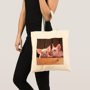 Tote Bag Photo d'un animal de porcelets roses mignons