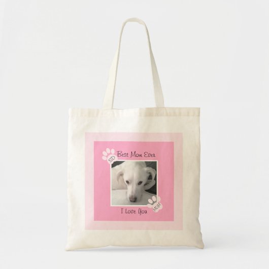 Tote Bag Photo d'un chien blanc mignon unique Monogramme Pa (Devant)