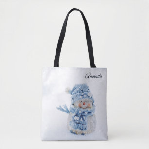 Tote Bag Photo d'un mignon bonhomme de neige en hiver - Noë