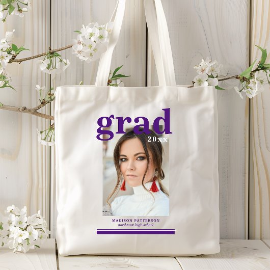 Tote Bag Photo Graduation Party Élégant Script moderne