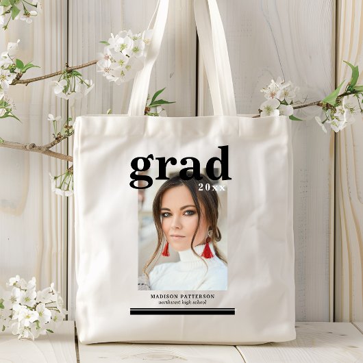 Tote Bag Photo Graduation Party Élégant Script moderne