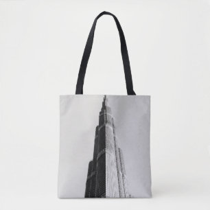 TOTE BAG PHOTO GRAYSCALE DU BÂTIMENT À HAUTE AUGMENTATION