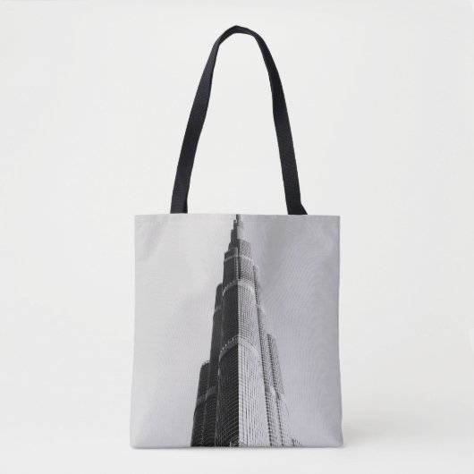 TOTE BAG PHOTO GRAYSCALE DU BÂTIMENT À HAUTE AUGMENTATION (Devant)