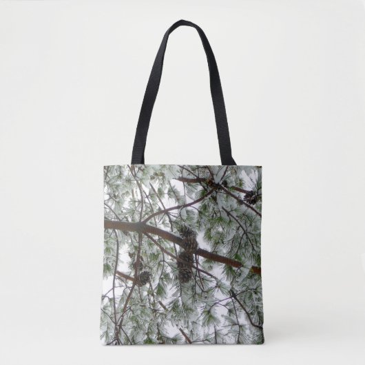 Tote Bag Photo hivernale sous le pin couvert de neige (Devant)