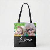 Tote Bag Photo noir de grand-mère établie Script (Devant)