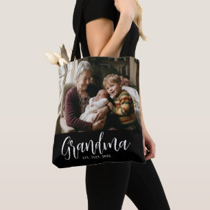 Tote Bag Photo noir de grand-mère établie Script
