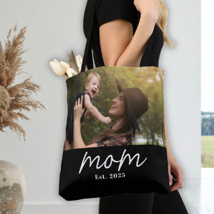 Tote Bag Photo noir de script établi de maman