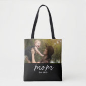 Tote Bag Photo noir de script établi de maman (Devant)