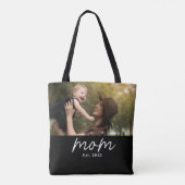 Tote Bag Photo noir de script établi de maman (Dos)