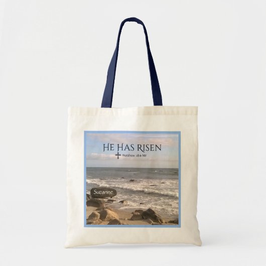 Tote Bag Photo Ocean Avec Écriture Résurrection Pâques (Devant)
