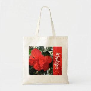 Tote Bag Photo Orange Double Hibiscus Nom personnalisé