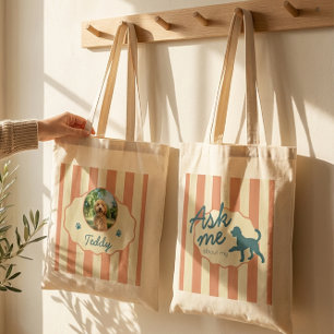 Tote Bag Photo personnalisé de Goldendoodle avec nom sur ra