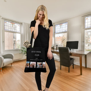 Tote Bag Photo personnalisée meilleur ami collage noir blan