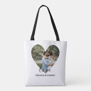 Tote Bag Photo personnelle Heart Frame Modern Calligraphy