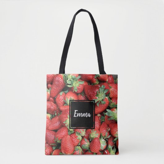 Tote Bag Photo Red Juicy Strawberries (Devant)