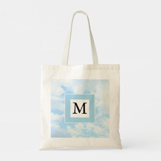 Tote Bag Photo Soft Blue Sky Custom Single Initial (Dos)