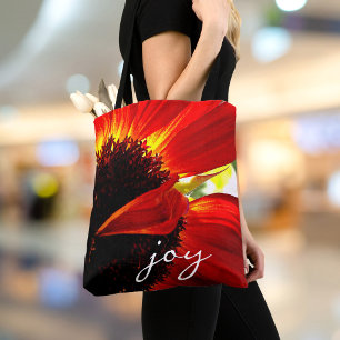 Tote Bag Photographie de gérbera rouge joie écriture modern