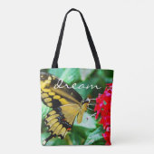 Tote Bag Photographie de rêve de papillon noir jaune (Dos)