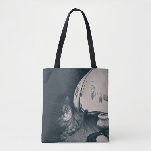 Tote Bag Photographie de style noir de chats et lampes (Devant)