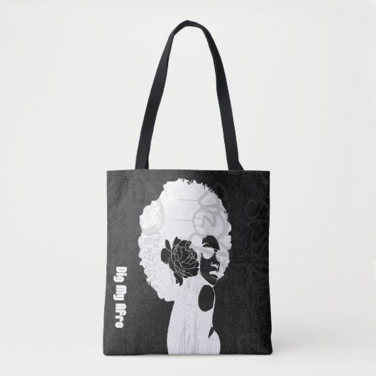Tote Bag Photographie noir, gris et cool Afro (Devant)