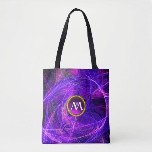 Tote Bag PHOTON CRAZY GEM MONOGRAM Purple Blue Fractures (Devant)