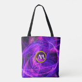 Tote Bag PHOTON CRAZY GEM MONOGRAM Purple Blue Fractures (Dos)