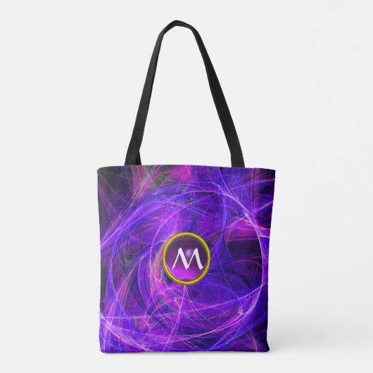 Tote Bag PHOTON CRAZY GEM MONOGRAM Purple Blue Fractures (Dos)