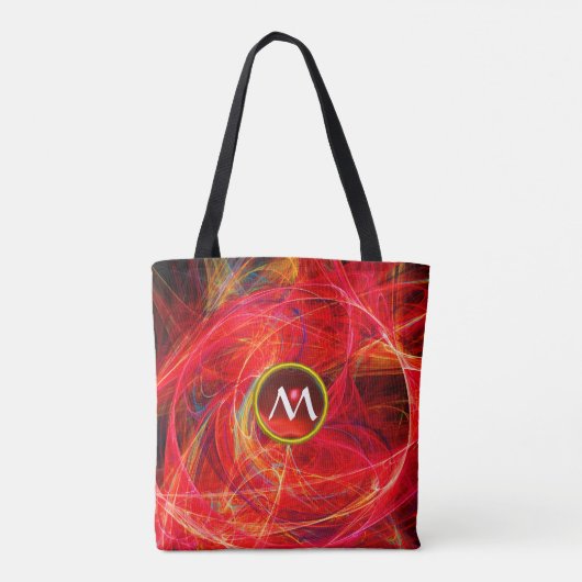 Tote Bag PHOTON CRAZY GEM MONOGRAM Red Orange Fractures (Dos)