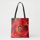Tote Bag PHOTON GEM CRAZY MONOGRAMME Orange Rouge Fractales (Devant)