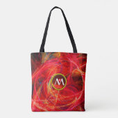 Tote Bag PHOTON GEM CRAZY MONOGRAMME Orange Rouge Fractales (Dos)