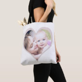 Tote Bag Photos dans les coeurs personnalisées de la Mère (De près)