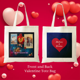 Tote Bag Photos et nom personnalisés Coeur Soyez ma mosaïqu