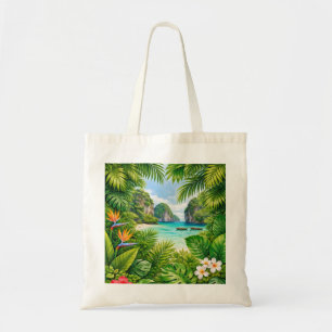 Tote Bag Phuket Thaïlande Lagune Tropicale Hibiscus