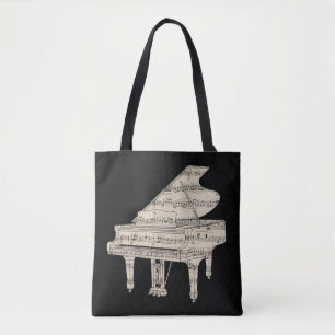 Tote Bag Piano à queue et notes de musique