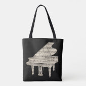 Tote Bag Piano à queue et notes de musique (Dos)