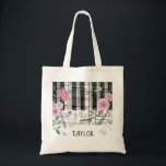 Tote Bag piano de musique fleur sauvage<br><div class="desc">musique piano floral personnalisable sac de nom</div>