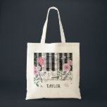 Tote Bag piano de musique fleur sauvage<br><div class="desc">musique piano floral personnalisable sac de nom</div>