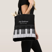 Tote Bag Piano Enseignant/Joueur Nom personnalisé et texte (De près)