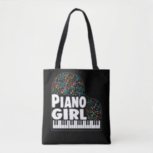 Tote Bag Piano-fille colorée Amoureux de la musique