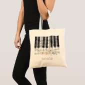Tote Bag piano fleur sauvage blanc délicat (Devant (produit))