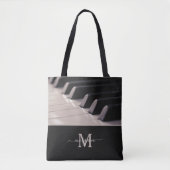 Tote Bag Piano Keys Musique Amoureux Enseignant Monogramme  (Devant)