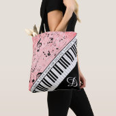 Tote Bag Piano Music Script Monogramme Rose Parties scintil (De près)