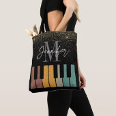 Tote Bag Piano Parties scintillant Gold Monogramme Nom Pers (De près)
