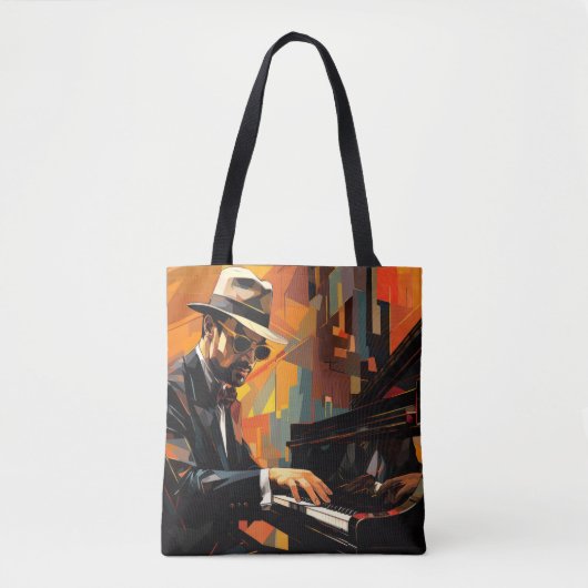 Tote Bag Piano Player Musique Peinture Art Décor Abstrait (Devant)