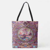 Tote Bag Pic de fleurs florales bleu or violet (Devant)