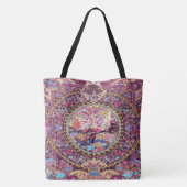 Tote Bag Pic de fleurs florales bleu or violet (Dos)