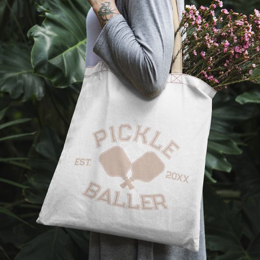 Tote Bag Pickle Baller Pickleball Collegiate Typographie