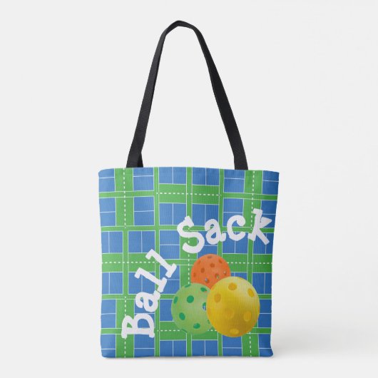 Tote Bag Pickleball Courts Blue and Green Ball Sack (Dos)